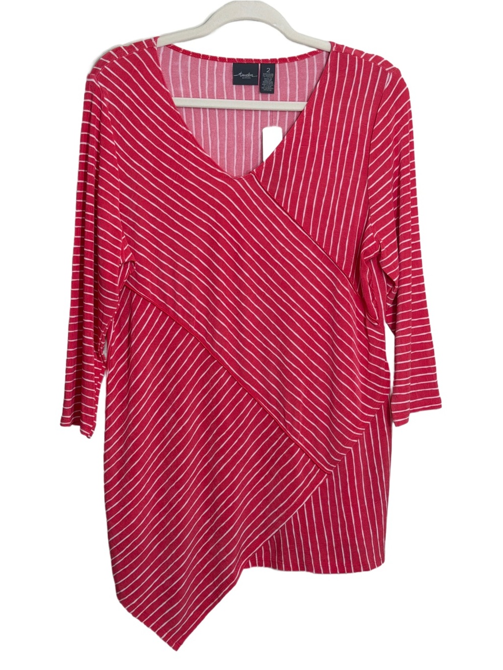 Chico Travelers Red & White Striped V-Neck Long Sleeve Too